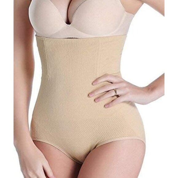 Women Cream Waist Tummy Control Panties Body Shaper High Shapewear Brief Lifter - Picture 3 of 7